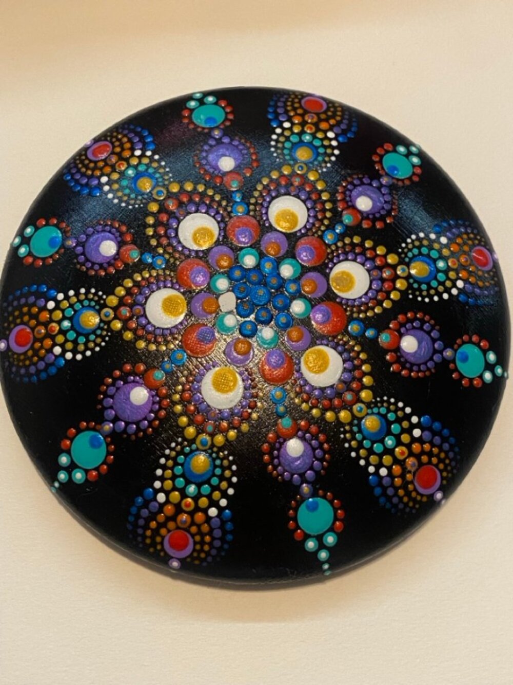 Festive Hand-painted Mandala Stone - "Festival"